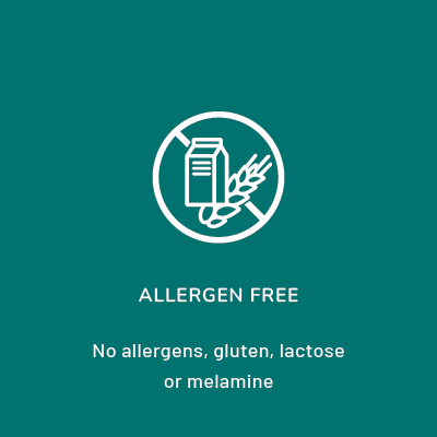 A square image with a white circular icon depicting a crossed-out milk carton and wheat, indicating that Linnea's cannabinoid ingredients are free from allergens, gluten, lactose, and melamine.