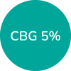 A logo reads: CBG 5%. CBG stands for Cannabigerol.